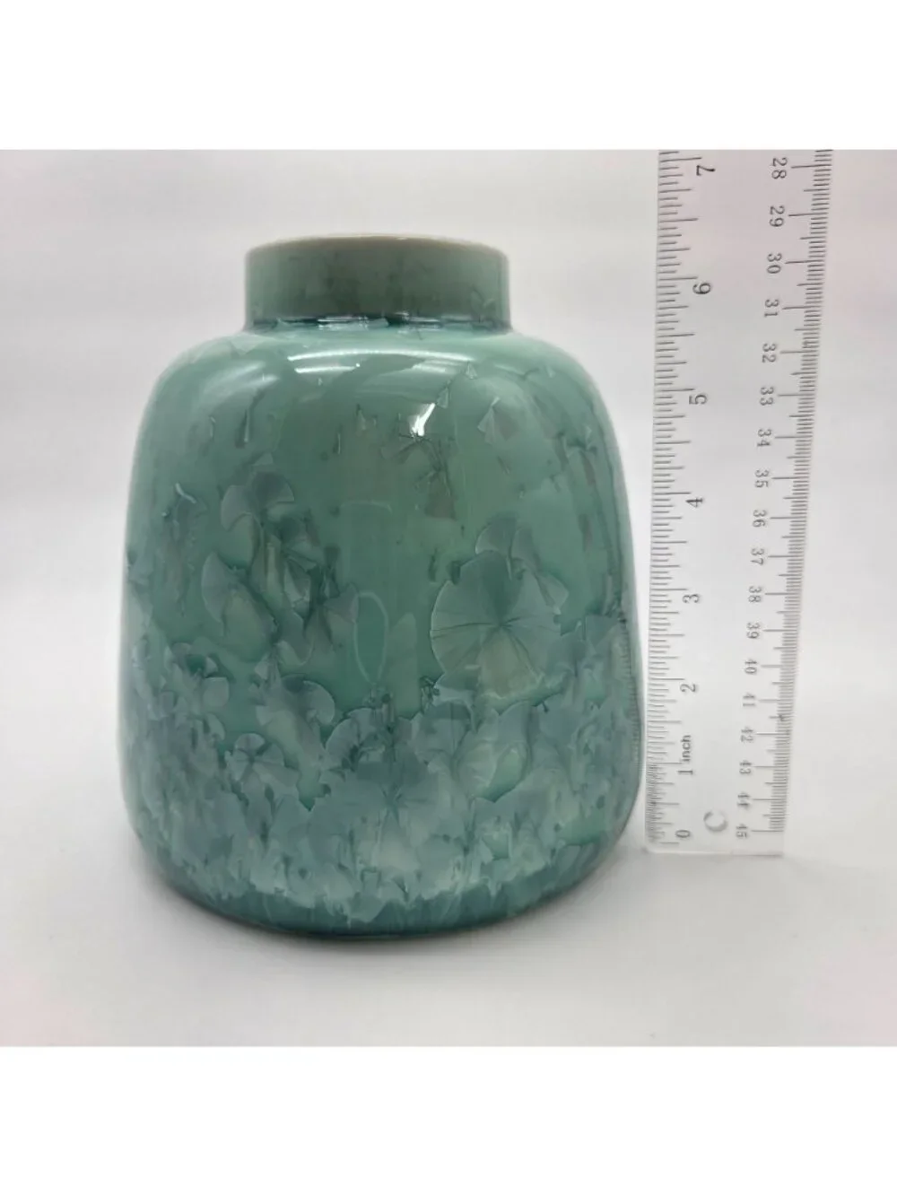 Teal Crystalline Glaze Art Pottery Vase